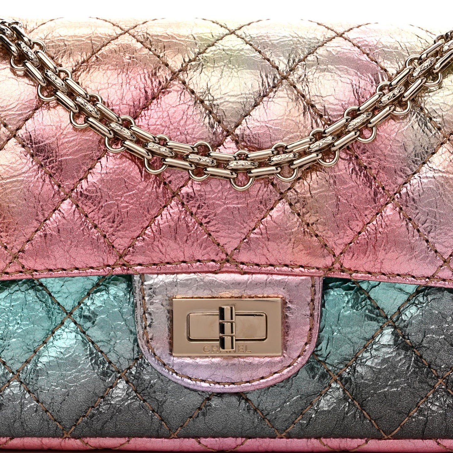 Metallic Goatskin Quilted Mini 2.55 Reissue Flap Multicolor