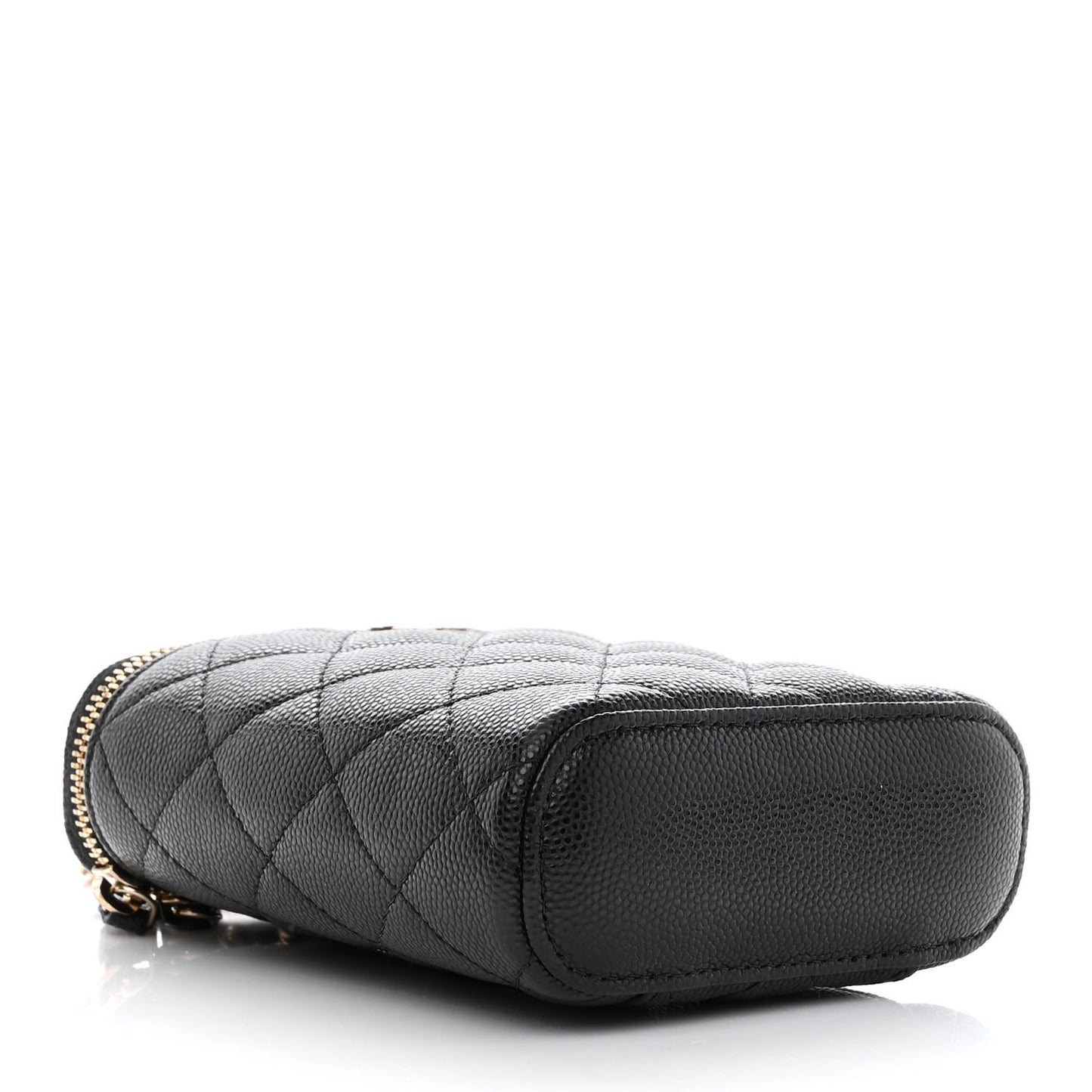 Caviar Quilted Small Vertical Coco Beauty Vanity Case With Chain Black