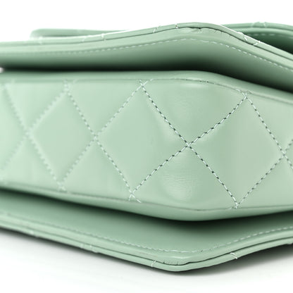 Chanel Shiny Calfskin Quilted Mini Metal Top Handle Flap Light Green 10 of 11