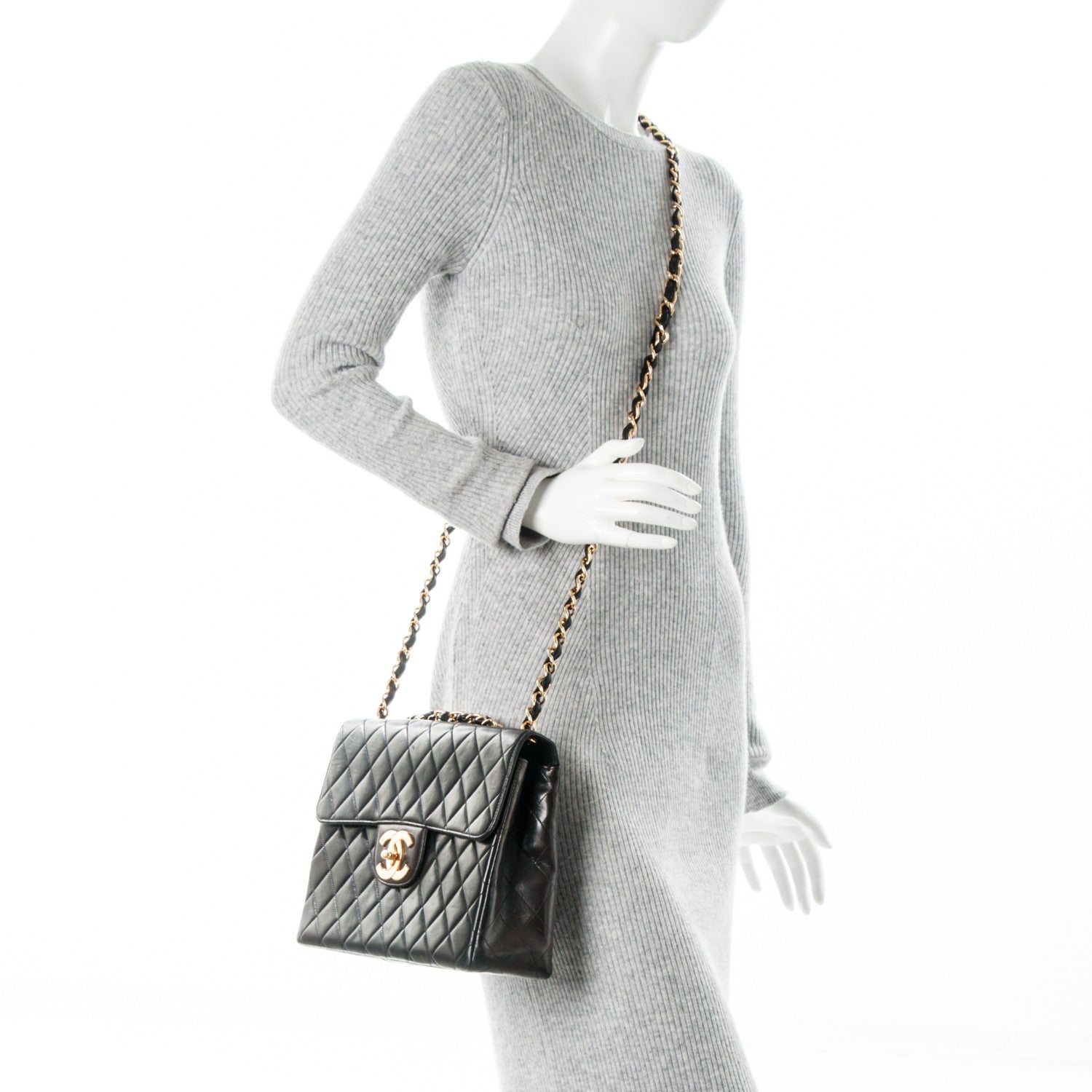 Chanel Lambskin Quilted Jumbo Single Flap Black 2 of 8