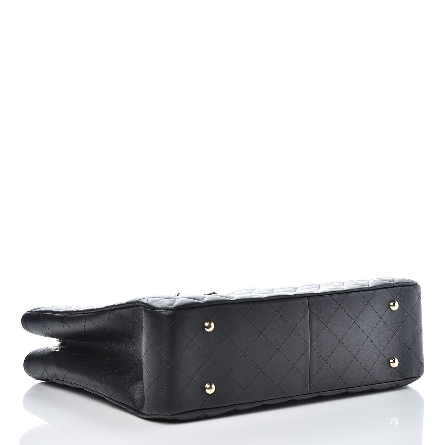 Calfskin Quilted Large CC Shopping Tote Black