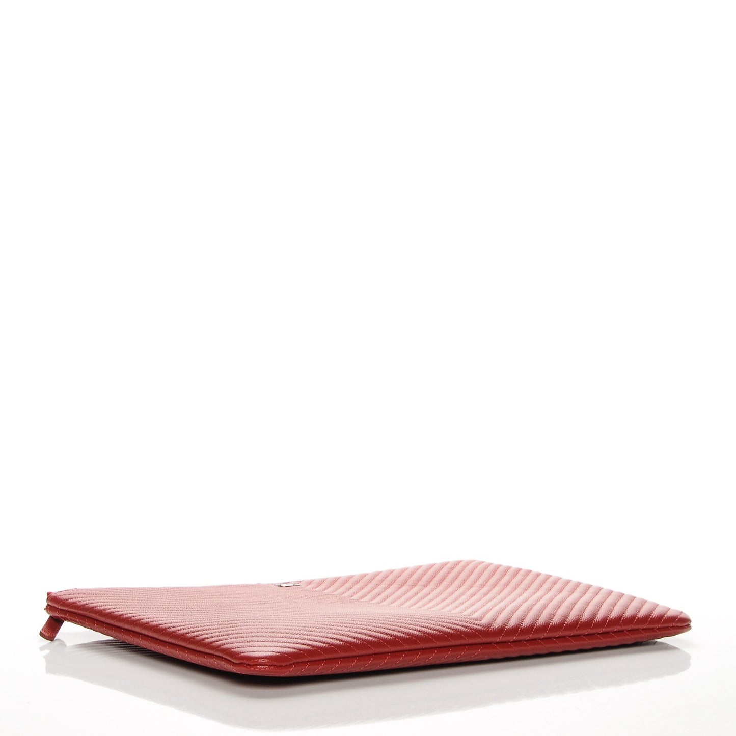 Caviar Chevron Quilted Large Cosmetic Case Red