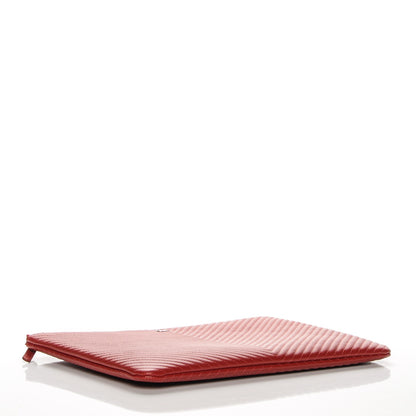 Chanel Caviar Chevron Quilted Large Cosmetic Case Red 4 of 7