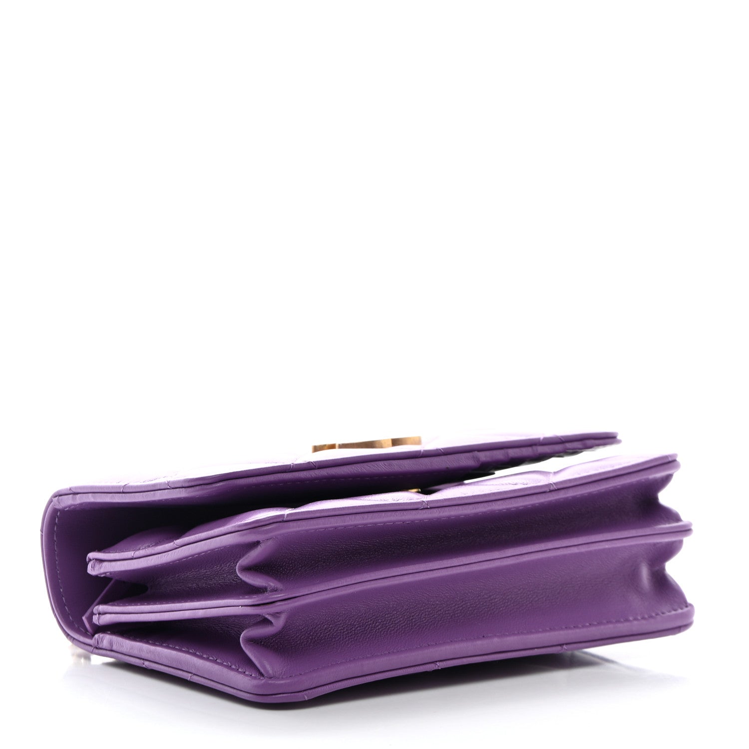 Chanel Lambskin Enamel Quilted Pending CC Clutch With Chain Purple Purple 4 of 11