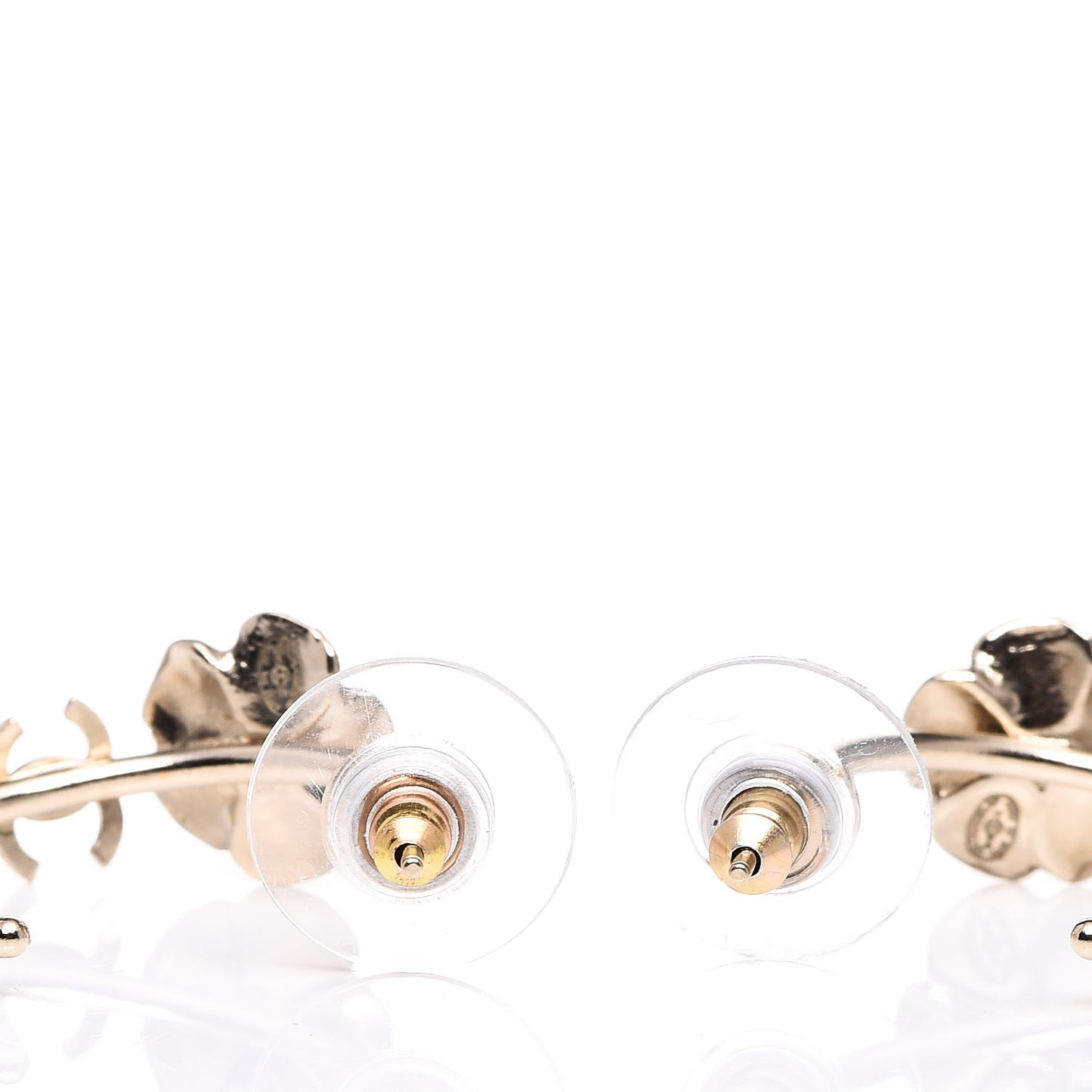 Enamel Crystal Camellia Earrings Pink Gold