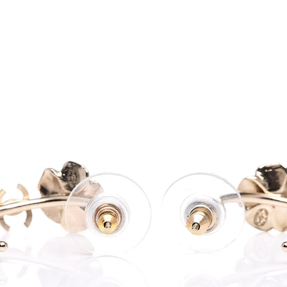 Chanel Enamel Crystal Camellia Earrings Pink Gold 3 of 4