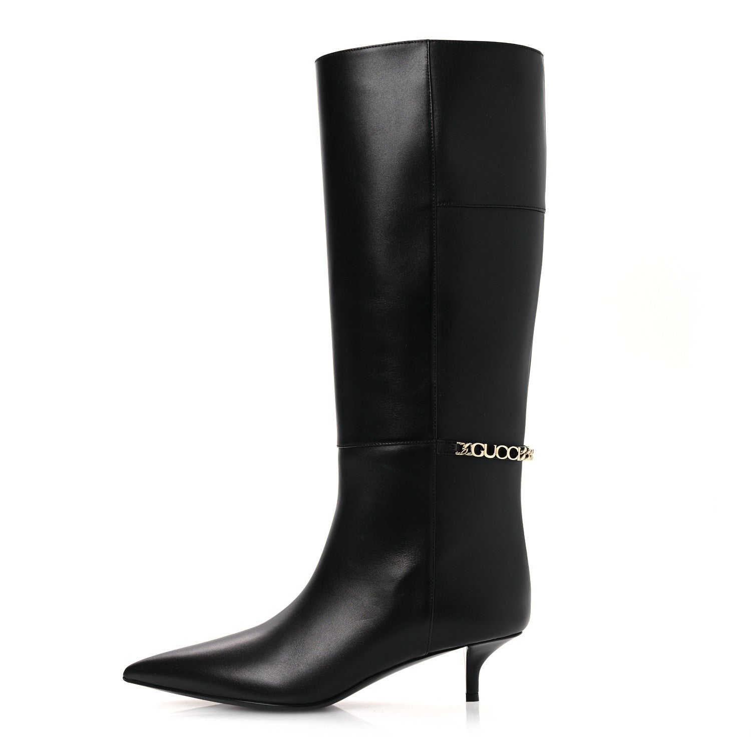Gucci Calfskin Signoria Knee High Boots 38 Black 1 of 11