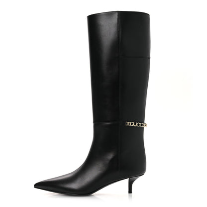 Gucci Calfskin Signoria Knee High Boots 38 Black 1 of 11