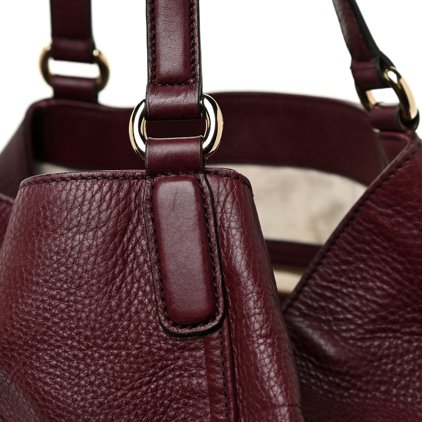 Pebbled Calfskin Medium Soho Shoulder Bag Bordeaux