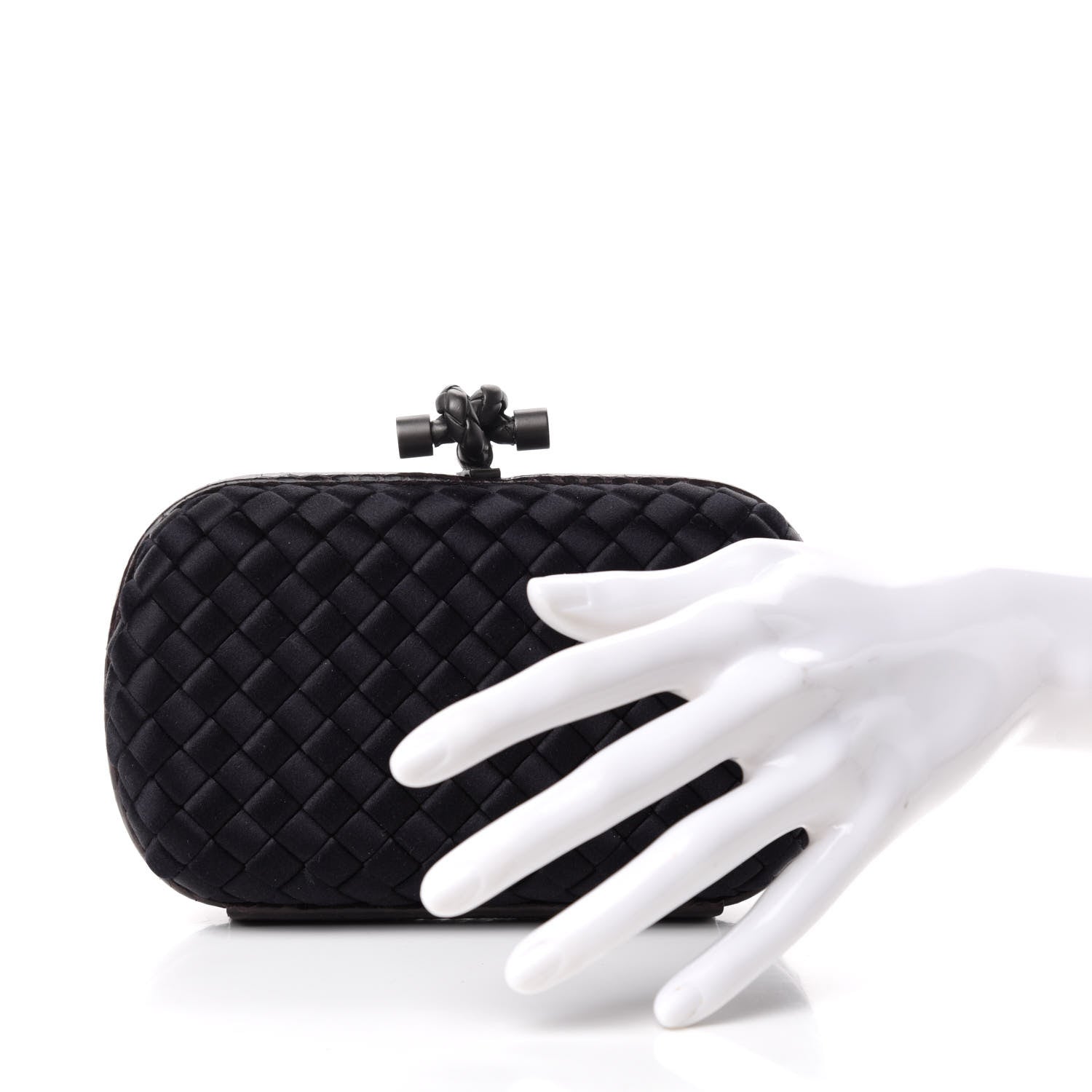 Bottega Veneta Satin Intreccio Impero Ayers Knot Clutch Black 2 of 6