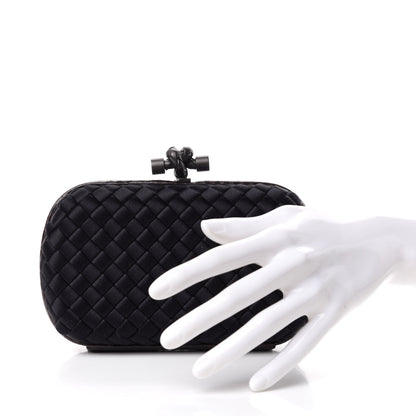 Bottega Veneta Satin Intreccio Impero Ayers Knot Clutch Black 2 of 6