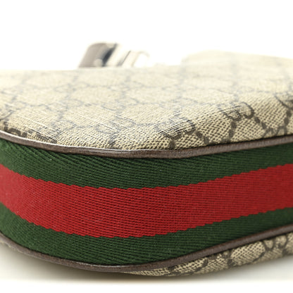Gucci GG Supreme Monogram Textured Calfskin Web Small Attache Shoulder Bag Beige Ebony New Acero 9 of 10