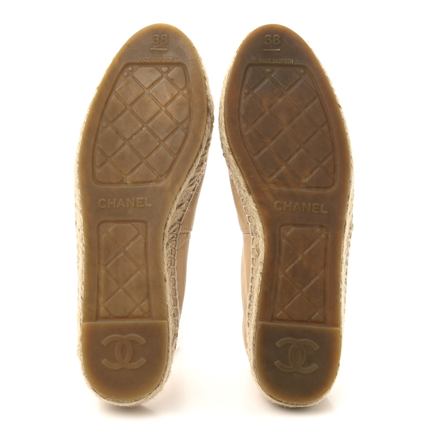 Chanel Lambskin CC Espadrilles 38 Beige Black 6 of 10