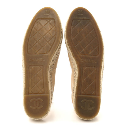 Chanel Lambskin CC Espadrilles 38 Beige Black 6 of 10