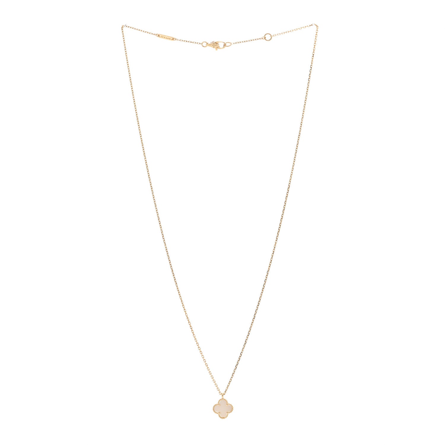 Van Cleef & Arpels 18K Yellow Gold Mother of Pearl Sweet Alhambra Pendant Necklace 3 of 5