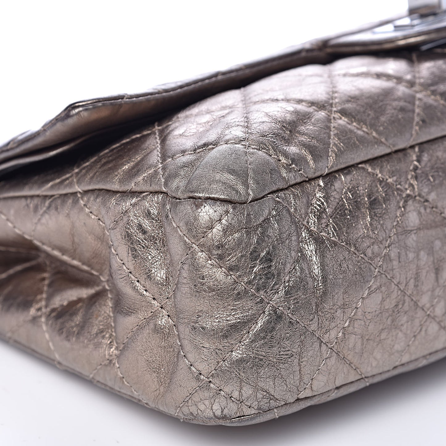 Metallic Aged Calfskin Quilted 2.55 Reissue 227 Flap Dark Silver