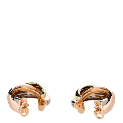 Cartier 18K Pink Yellow White Gold Trinity Clip-On Hoop Earrings 3 of 7