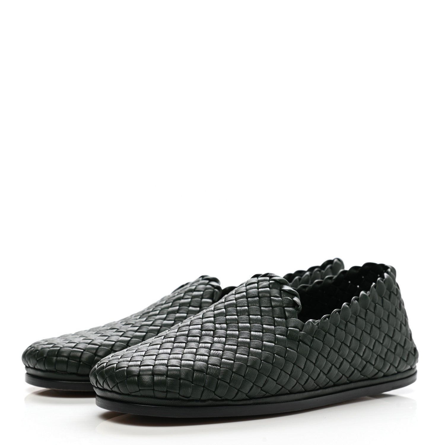 Bottega Veneta Nappa Intrecciato Mens Loafers 39.5 Dark Green 3 of 8