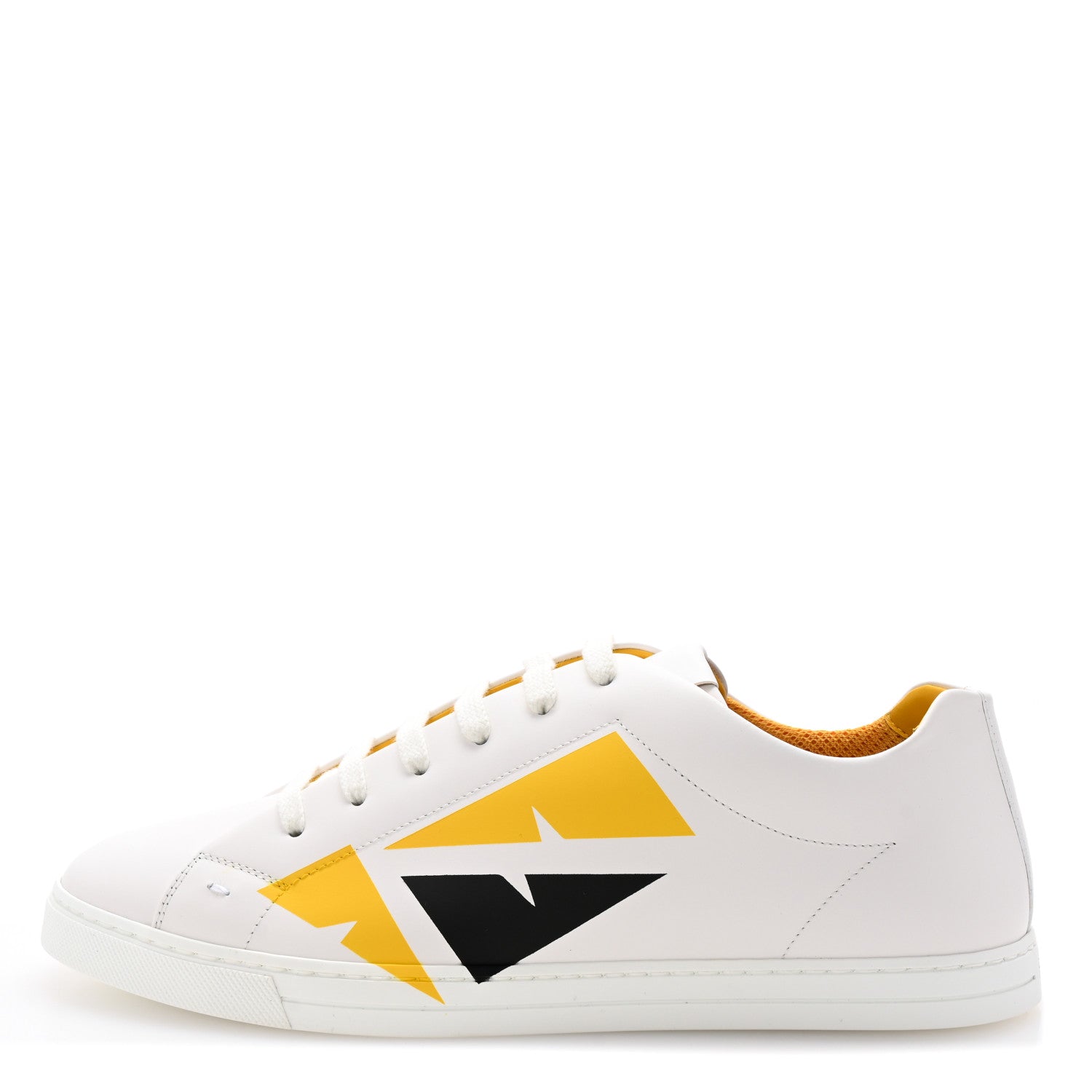 Fendi Calfskin Bugs Eye Print Mens Low Top Sneakers 9 White Giallo Black 1 of 10