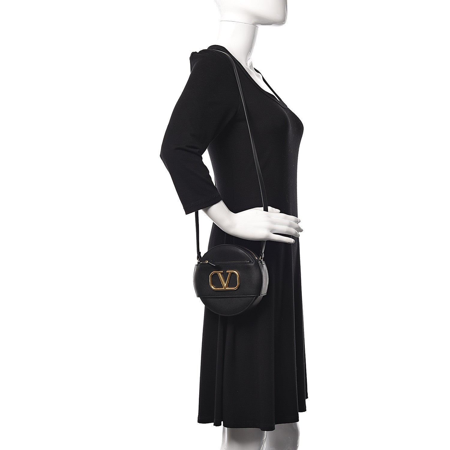 Valentino Garavani Calfskin VLogo Round Crossbody Bag Black 2 of 6
