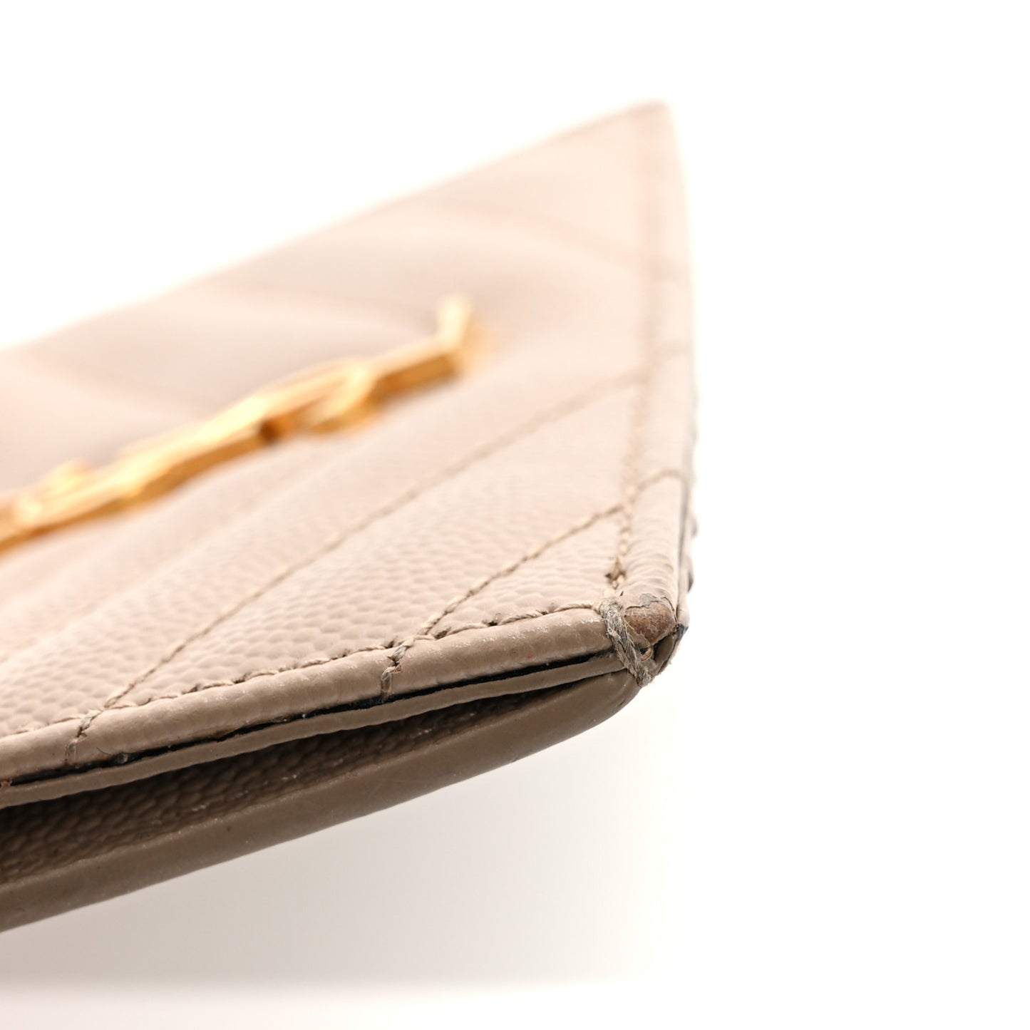 Grain De Poudre Matelasse Chevron Monogram Fragments Zippered Card Case Deep Beige