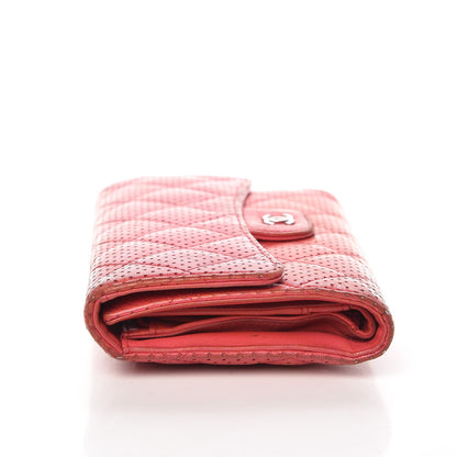Chanel Perforated Lambskin Quilted Flap Wallet Red 14 of 20