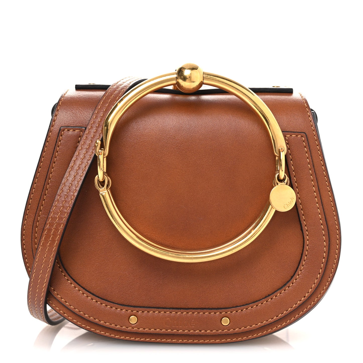 Calfskin Suede Small Nile Bracelet Bag Caramel