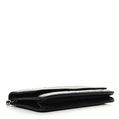 Chanel Lambskin Camellia Embossed Wallet on Chain WOC Black 4 of 14
