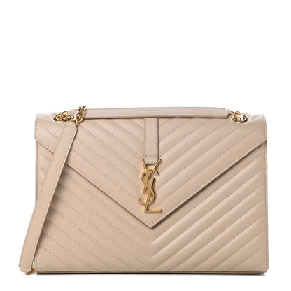 Saint Laurent Grain De Poudre Matelasse Chevron Large Monogram Satchel Nude Powder 1 of 11