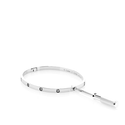 Cartier 18K White Gold 10 Diamond Small LOVE Bracelet 17 4 of 4
