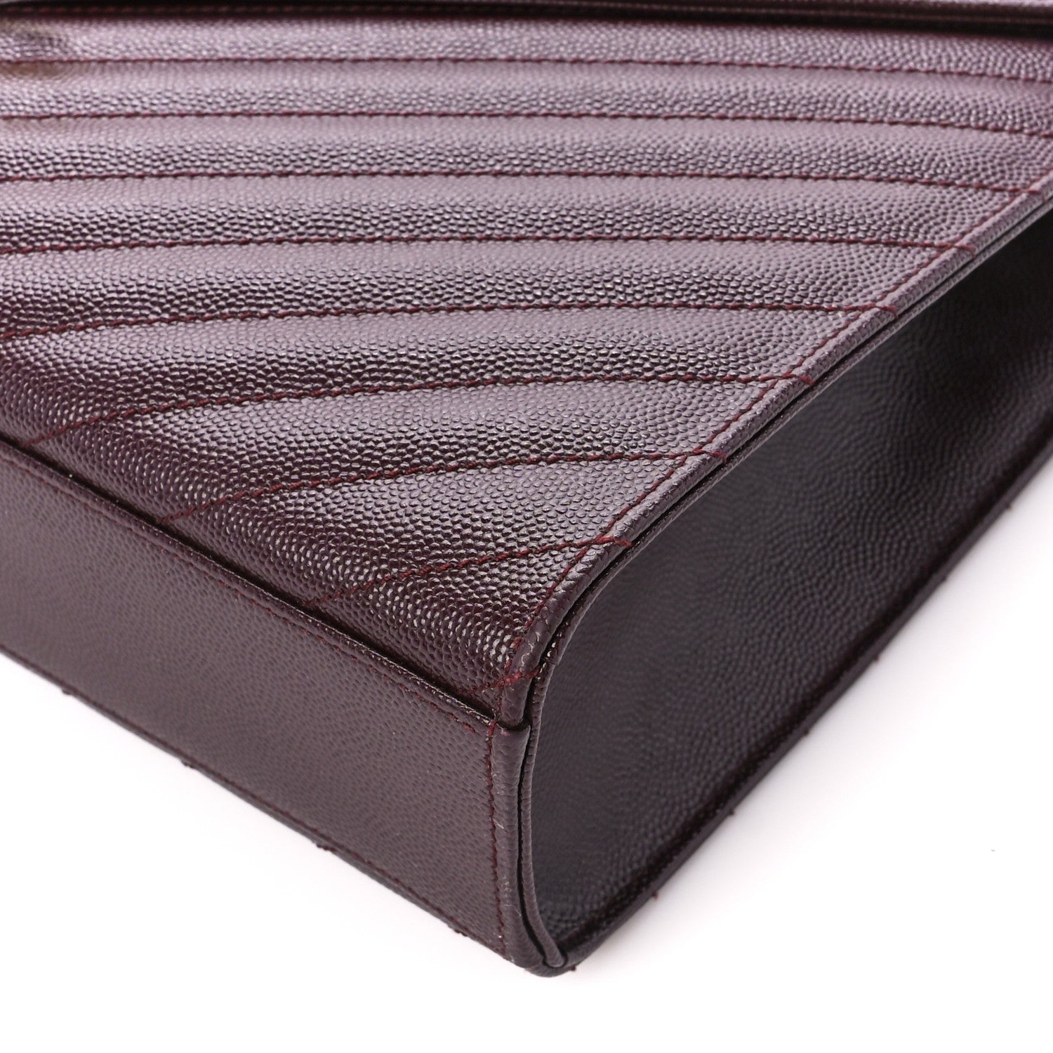Saint Laurent Grain De Poudre Matelasse Chevron Large Monogram Satchel Rouge Legion 11 of 11