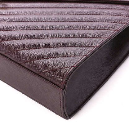 Saint Laurent Grain De Poudre Matelasse Chevron Large Monogram Satchel Rouge Legion 11 of 11