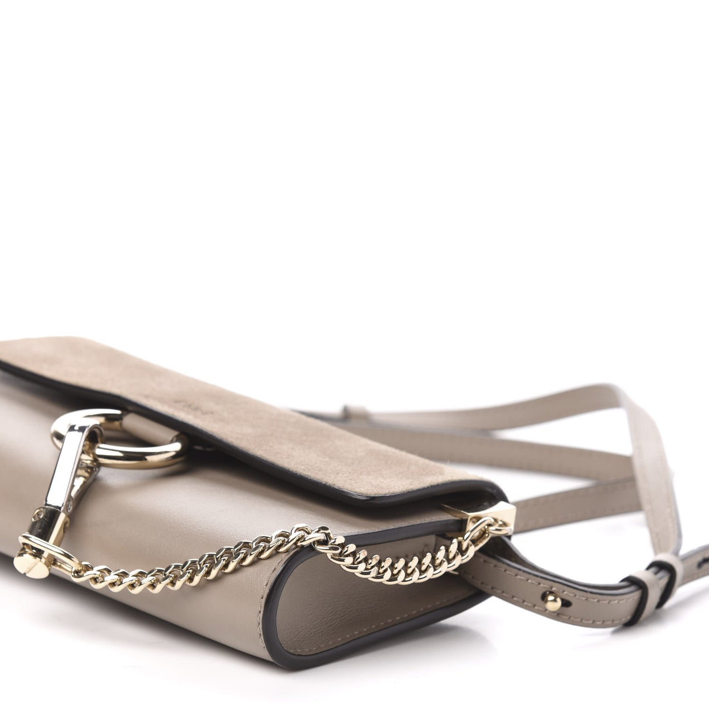 Suede Calfskin Mini Faye Shoulder Bag Motty Grey