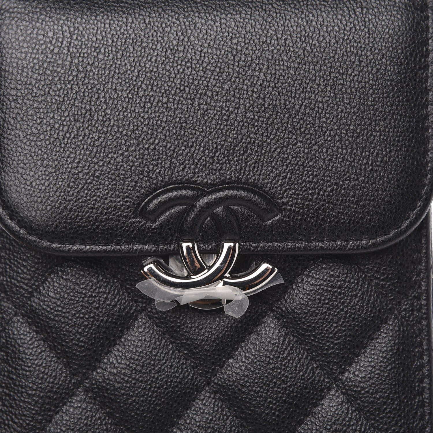 Chanel Grained Calfskin Quilted CC Box Clutch With Chain Black 11 of 12