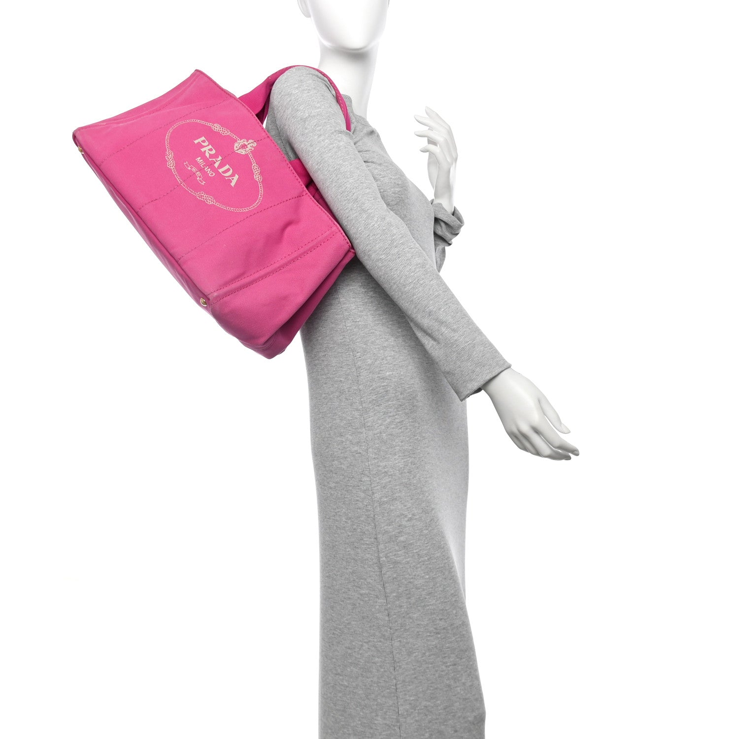 Prada Canvas Large Canapa Logo Tote Peonia 2 of 14