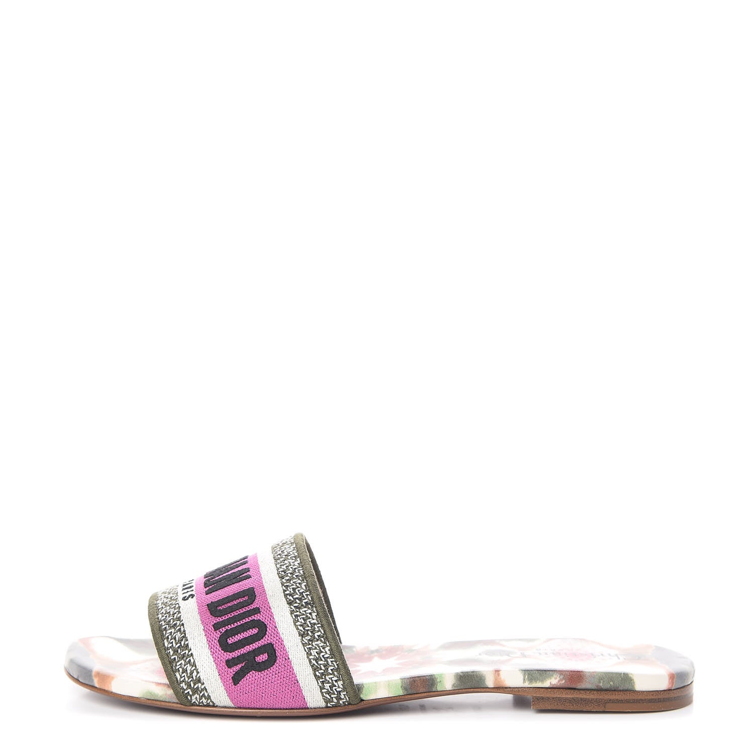 Christian Dior Canvas KaleiDioroscopic Embroidered Dway Flat Slide Sandals 37.5 Deep Amaranth 1 of 10