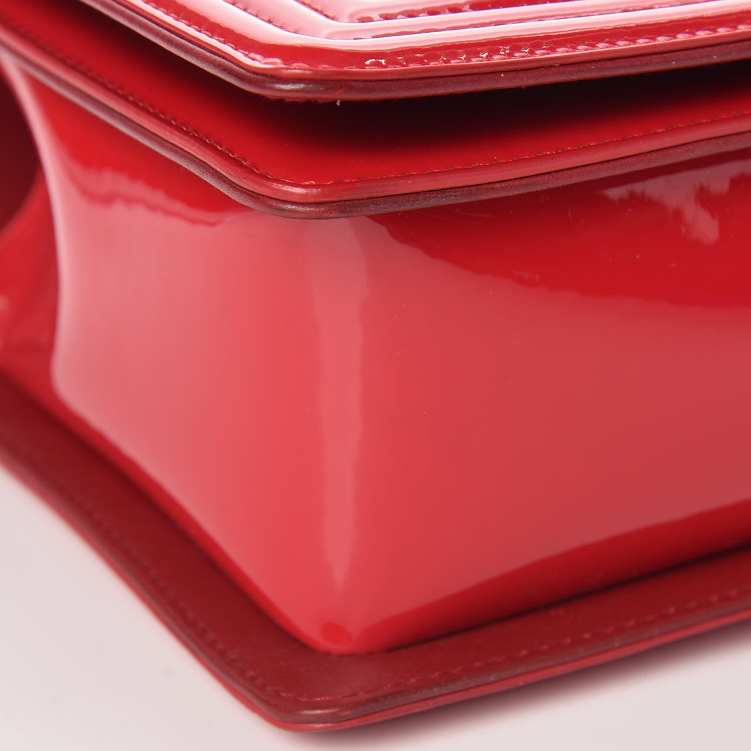 Chanel Patent Calfskin New Medium Plexiglass Boy Flap Red 8 of 9