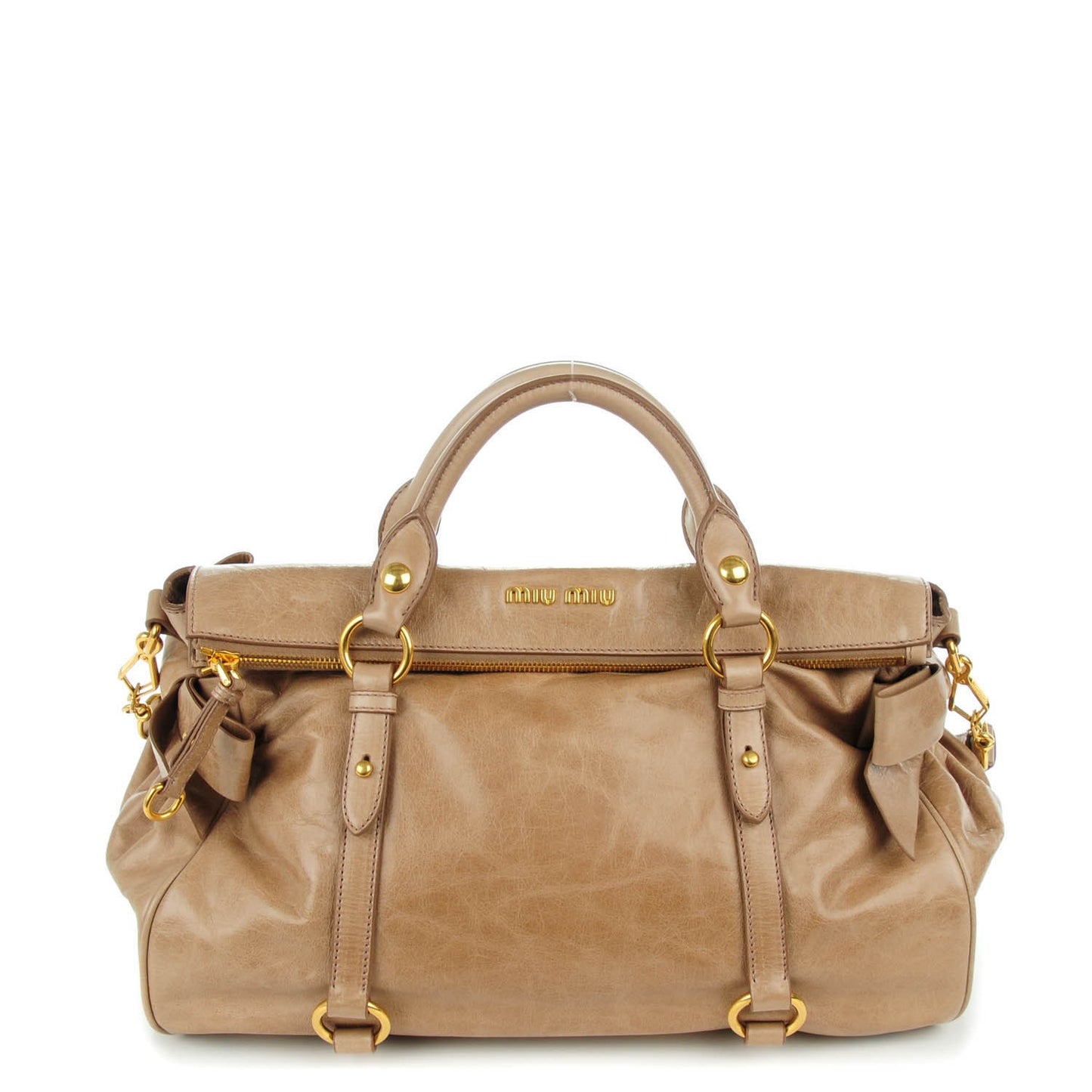 Vitello Lux Large Bow Bag Cammeo