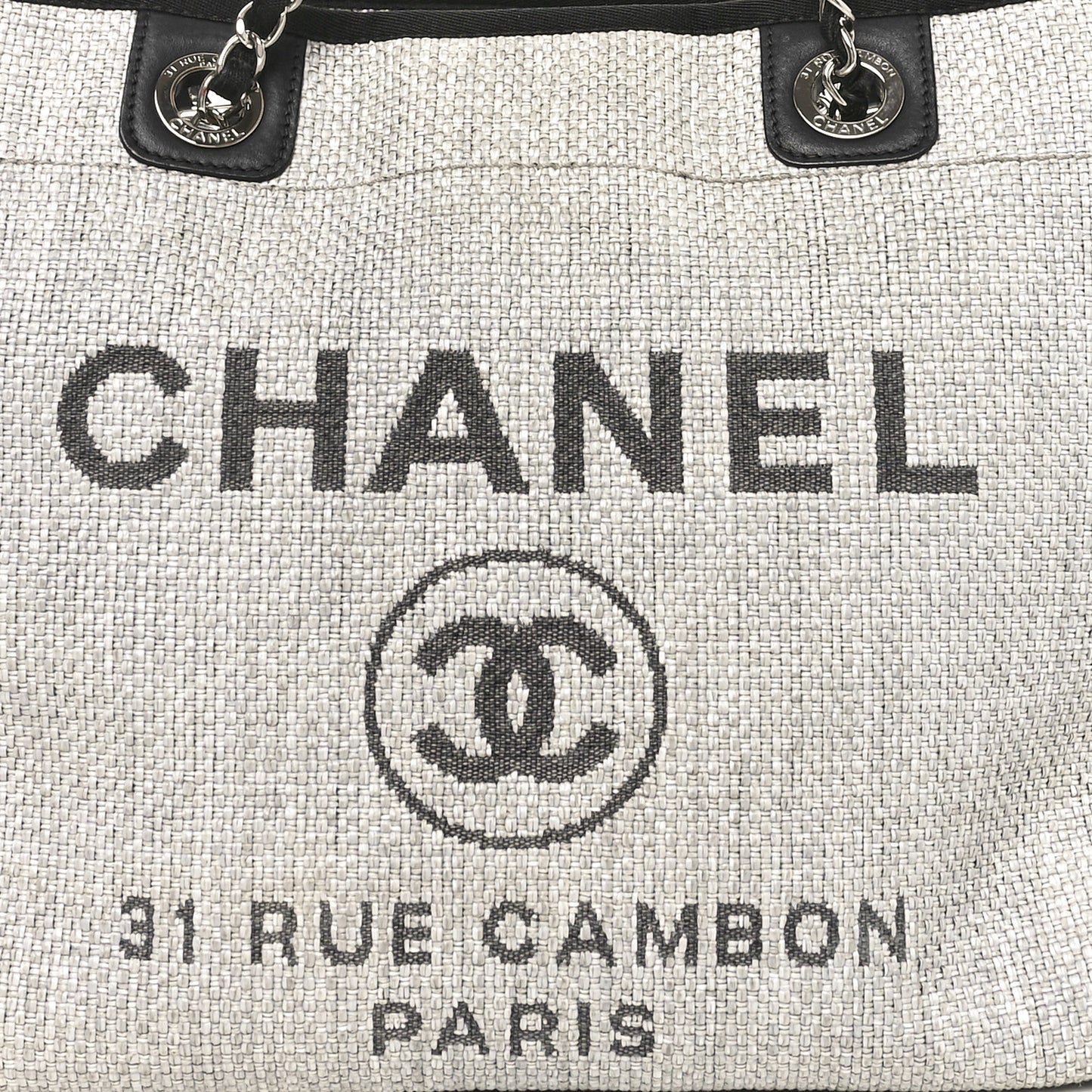 Woven Straw Raffia Small Deauville Tote Grey