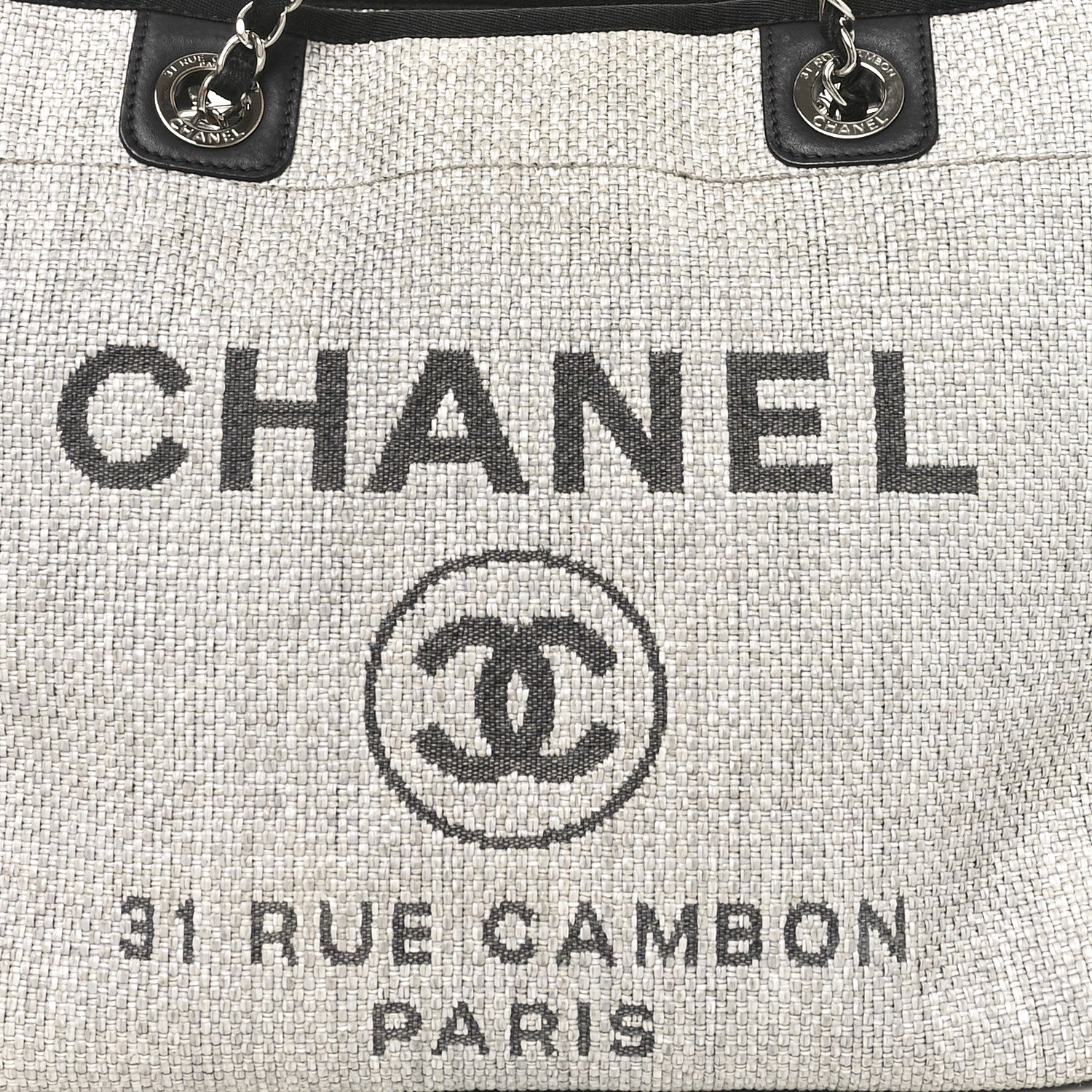 Chanel Woven Straw Raffia Small Deauville Tote Grey 8 of 10