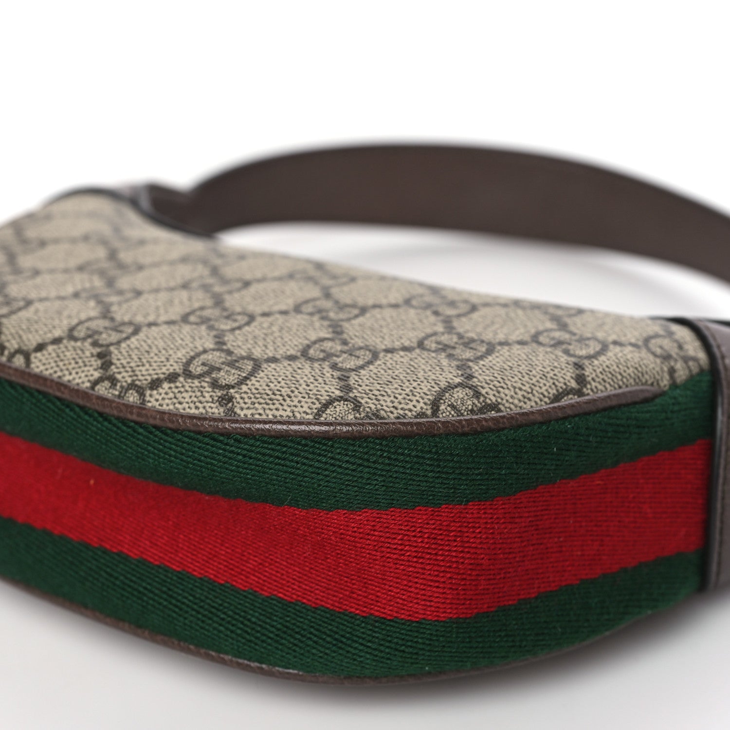 Gucci GG Supreme Monogram Textured Calfskin Web Mini Ophidia Half Moon Hobo Beige Ebony New Acero 9 of 9