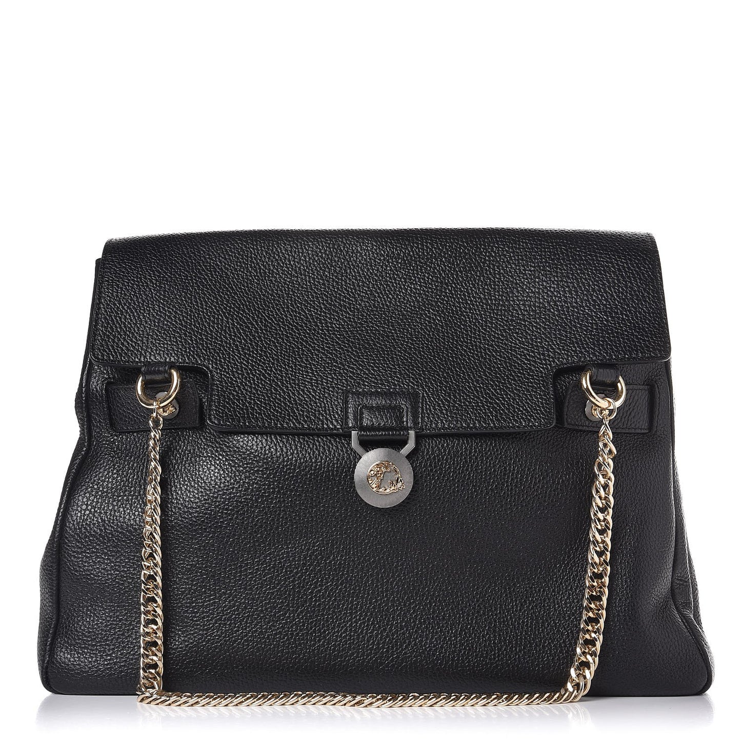 COLLECTION Grained Calfskin Chain Strap Shoulder Bag Black