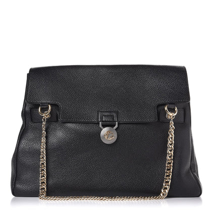 Versace COLLECTION Grained Calfskin Chain Strap Shoulder Bag Black 1 of 7