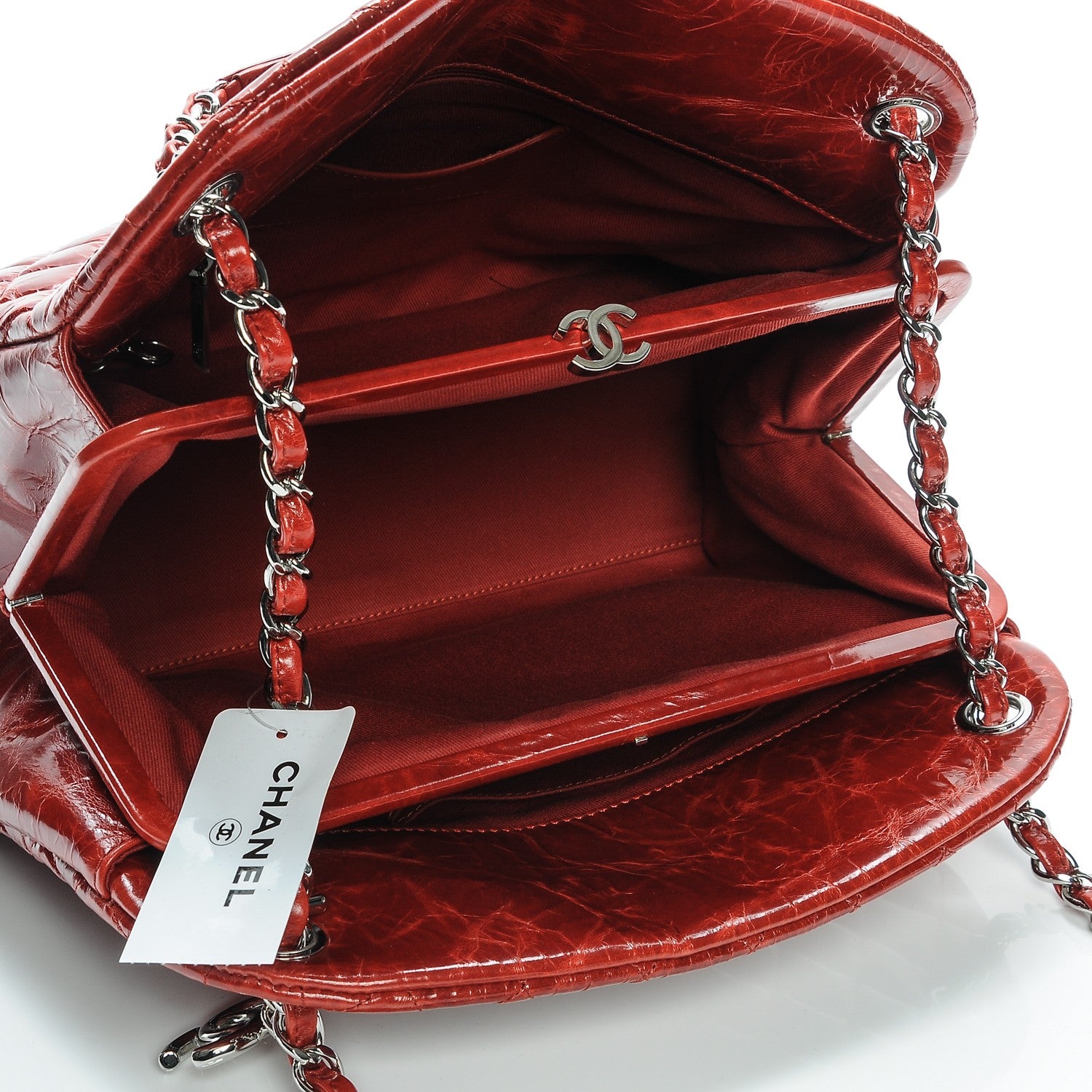 Chanel Glazed Calfskin Large Just Mademoiselle Bowling Bag Dark Red 5 of 7