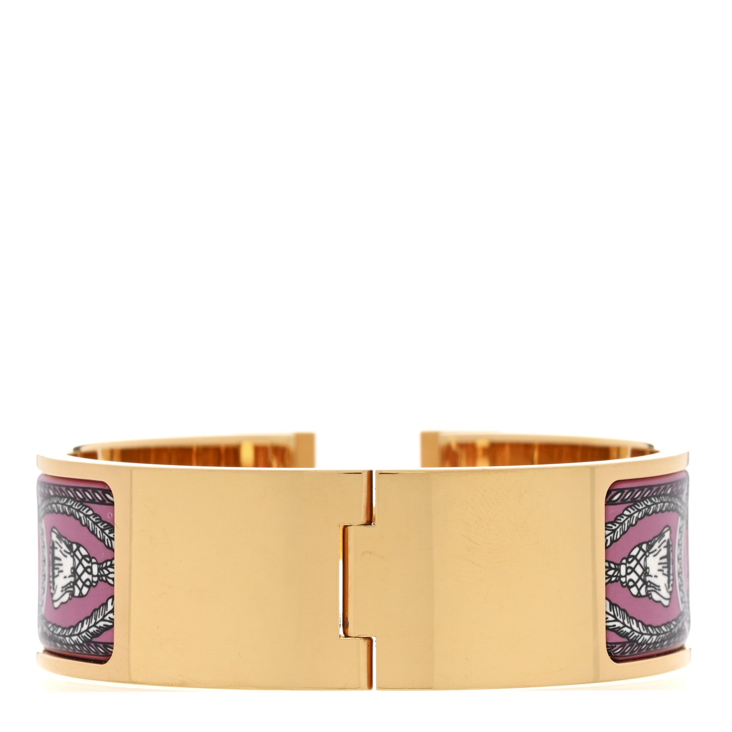 Hermes Enamel Printed Wide Grand Apparat Clic Clac H Bracelet PM Crepuscule Violet 3 of 5