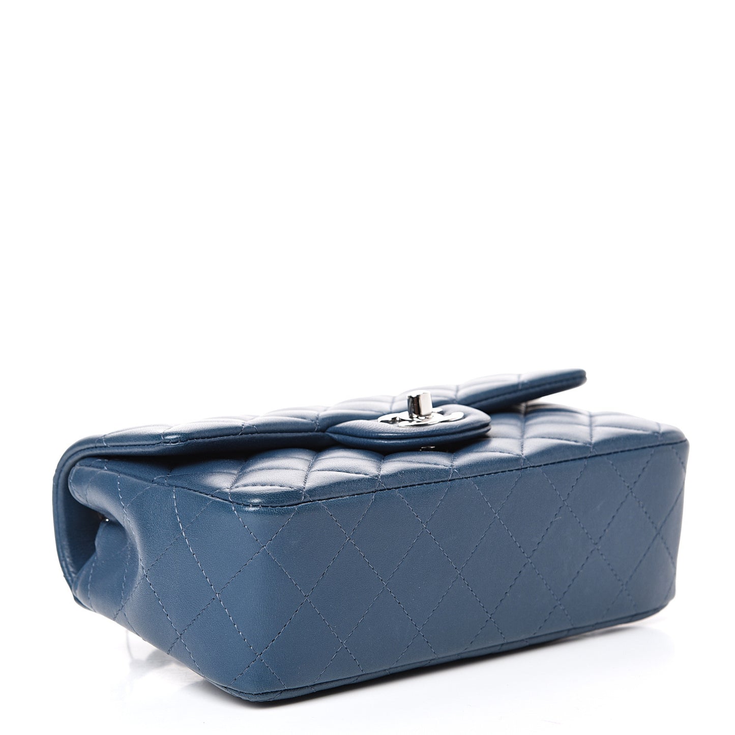 Lambskin Quilted Mini Rectangular Flap Dark Blue