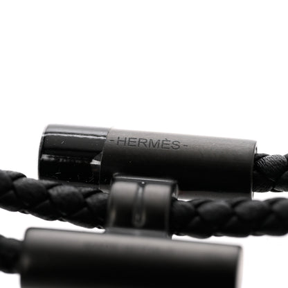 Hermes Swift Double Wrap Cord Tournis Tresse Bracelet T4 Black 5 of 6