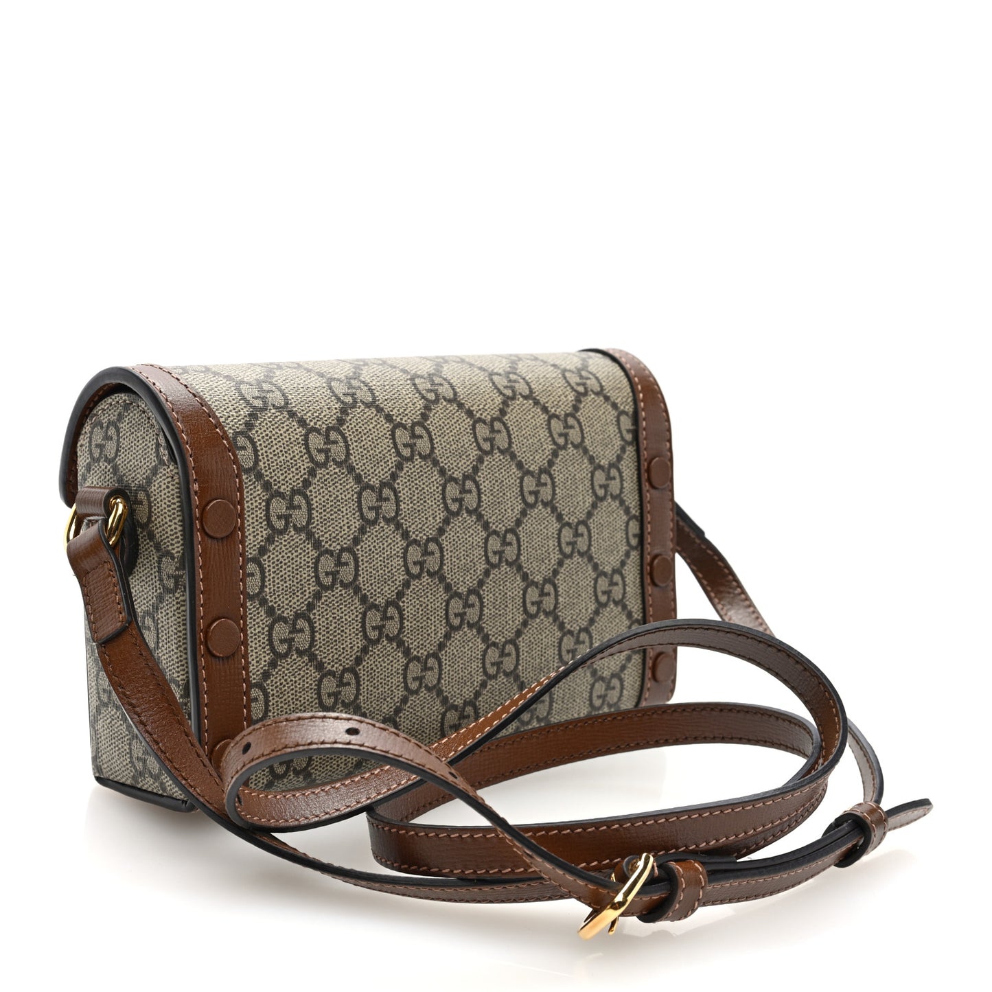 GG Supreme Monogram Mini Horsebit 1955 Shoulder Bag Beige Brown Sugar