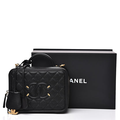 Chanel Caviar Quilted Medium CC Filigree Vanity Case Black 10 of 10
