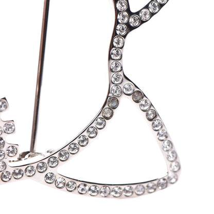 Chanel Strass Crystal Emoji Choupette Cat Brooch Silver 5 of 6